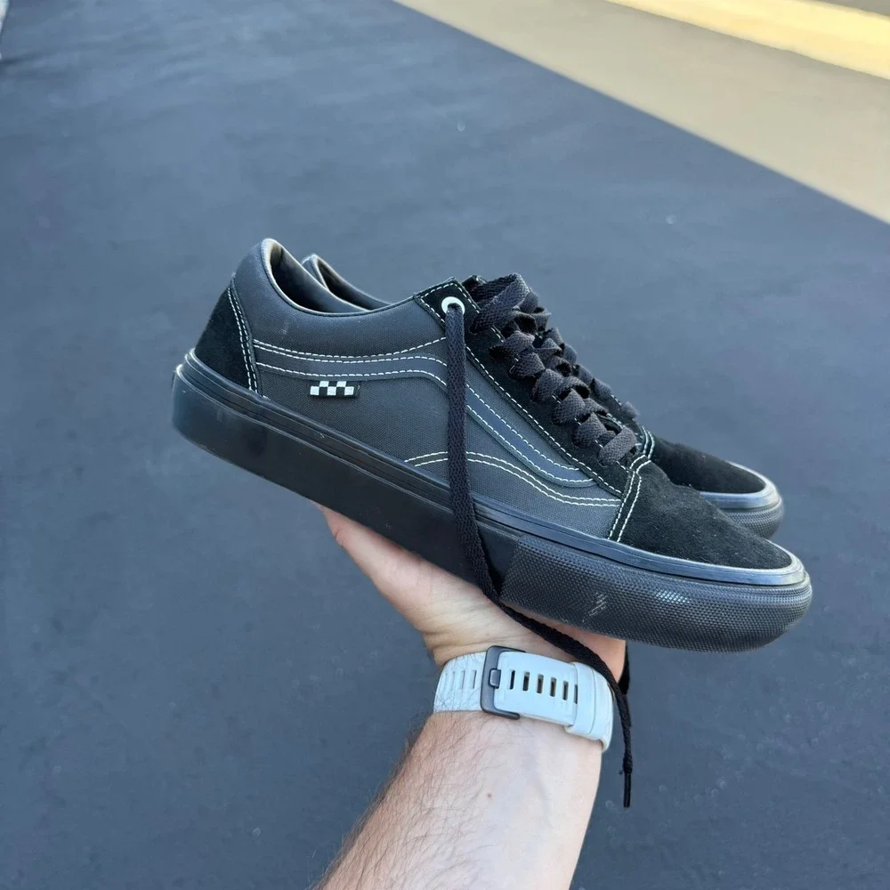 Vans Skate Old Skool Black‎ Black White Stitching PopCush Mens 9 Sneakers